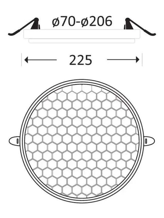 Omnia Rundes Vertieftes LED-Panel 36W mit Natürliches Weiß Licht 4000K 22,5cm