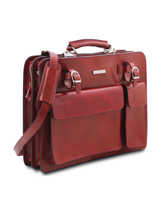 Venezia Leather Men's Briefcase Burgundy