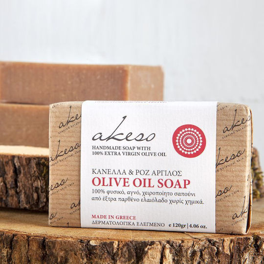 Akeso Handgefertigtes Zimt & Rosa Ton Seifenriegel mit Lavendel & Olivenöl 120gr