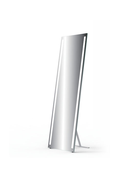 Bronzedesign Oglindă De Podea Cu Cadru Din Aluminiu Argintiu Și Iluminare LED 170x50cm