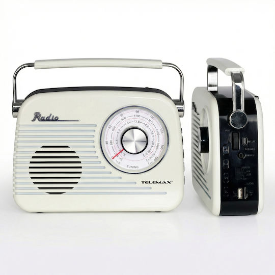 Telemax Groovy Επιτραπέζιο Ραδιόφωνο Επαναφορτιζόμενο με Bluetooth και USB Λευκό