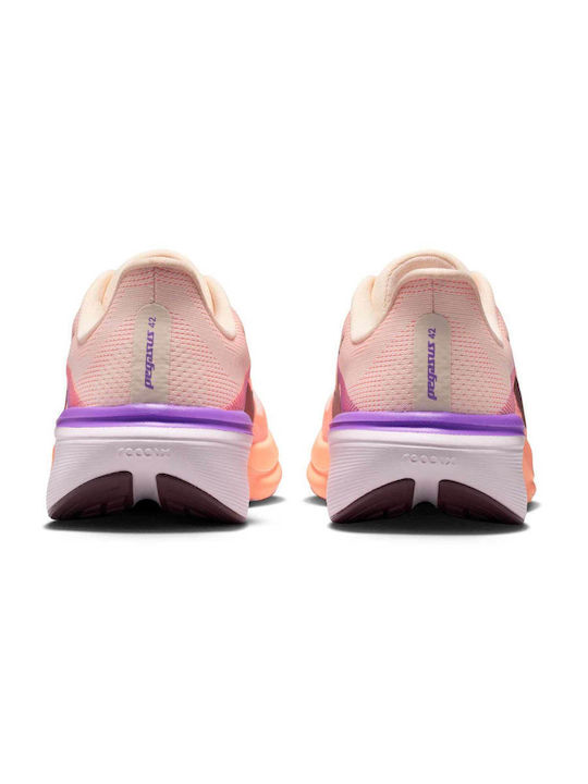 Pegasus 42 Women's Sport Shoes Running Chalk Orange Pulse Bright Violet Tattoo