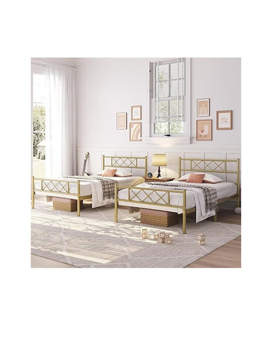 SteweHome Metallbett Mit Doppelter Nutzung Gold 100x200cm