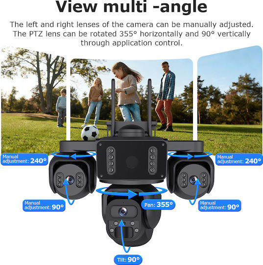 Sectec ST-523-9MAOV-4G-EU IP Quad Surveillance Camera 4G Full HD+ 3MP Waterproof Battery with Two-Way Communication and 4mm Lens