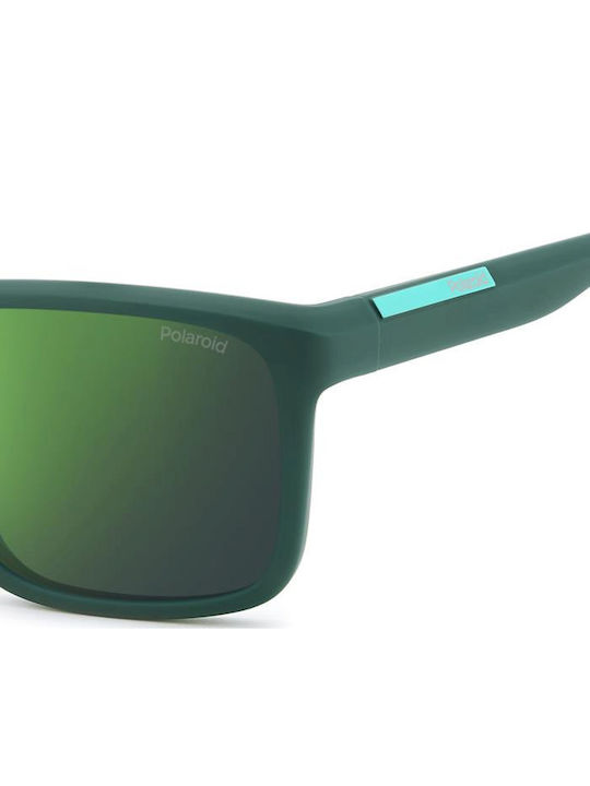 Polaroid Men's Sunglasses with Green Horn-Rimmed Frame and Green Polarized Mirror Lenses PLD2164/S 2ML/5Z