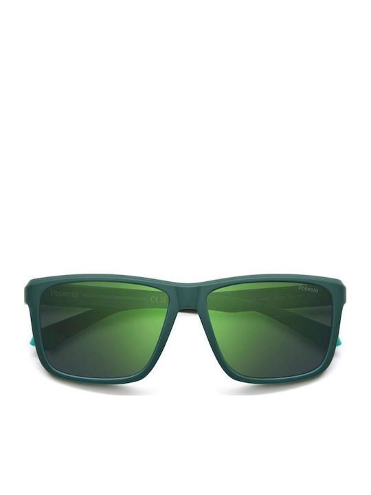 Polaroid Men's Sunglasses with Green Horn-Rimmed Frame and Green Polarized Mirror Lenses PLD2164/S 2ML/5Z