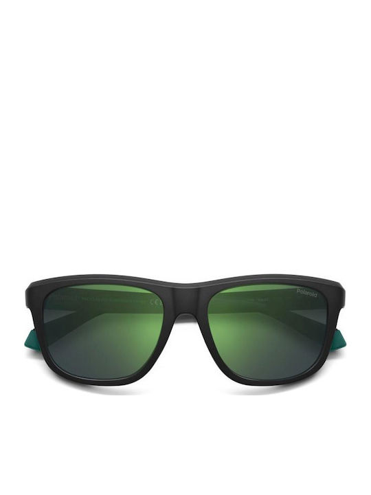 Polaroid Unisex Sonnenbrillen mit Schwarz Horn umrandetem Rahmen und Grün Polarisiert Spiegel Gläser PLD2163/S 3OL/5Z