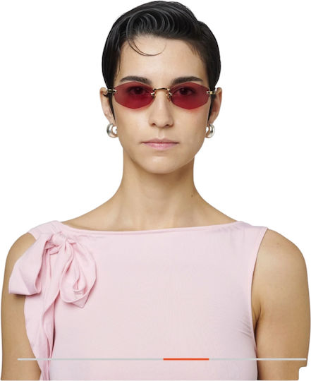 Gast Lunar Gold Grape Lu07 Unisex Metal Prescription Eyeglasses Gold With Red Lenses