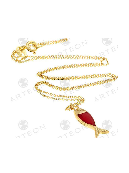 Arteon Necklace From Gold Plated Silver Red