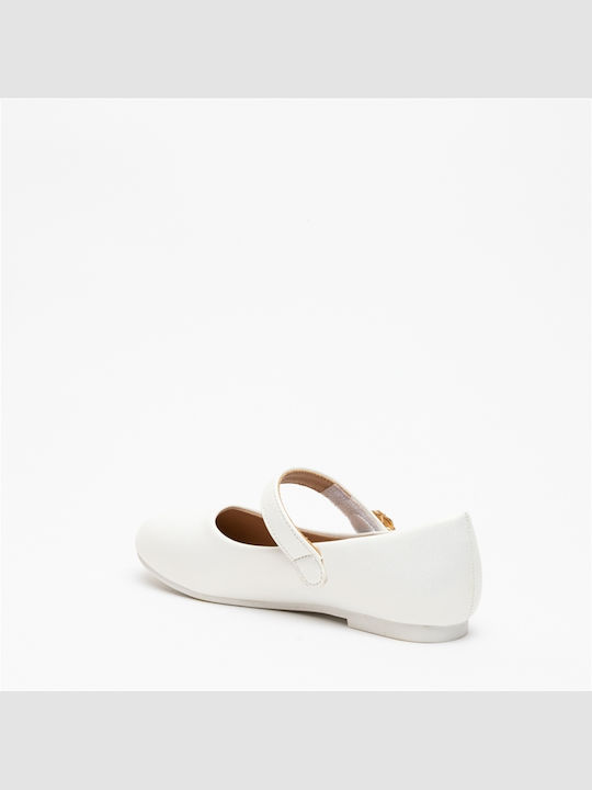 Kids Ballerinas With Hoop & Loop Closure White