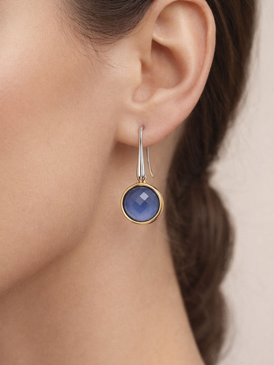 Enotia Silver Gold Plated Earrings with Blue Stones Enotia Silver Gold Plated Earrings with Blue Stones