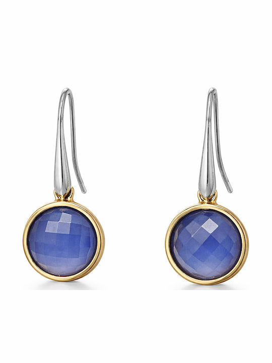 Enotia Silver Gold Plated Earrings with Blue Stones