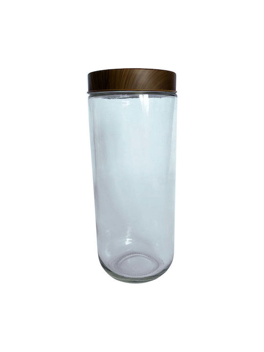 Brio Mate Ваза за Обща Употреба с Капак Дървена Прозрачна 1000ml