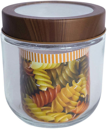 Brio Mate Βάζο Γενικής Χρήσης με Καπάκι Ξύλινο Διάφανο 350ml