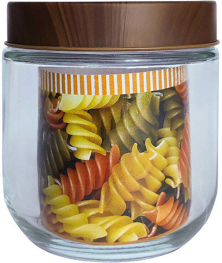 Brio Mate Βάζο Γενικής Χρήσης με Καπάκι Ξύλινο Διάφανο 350ml