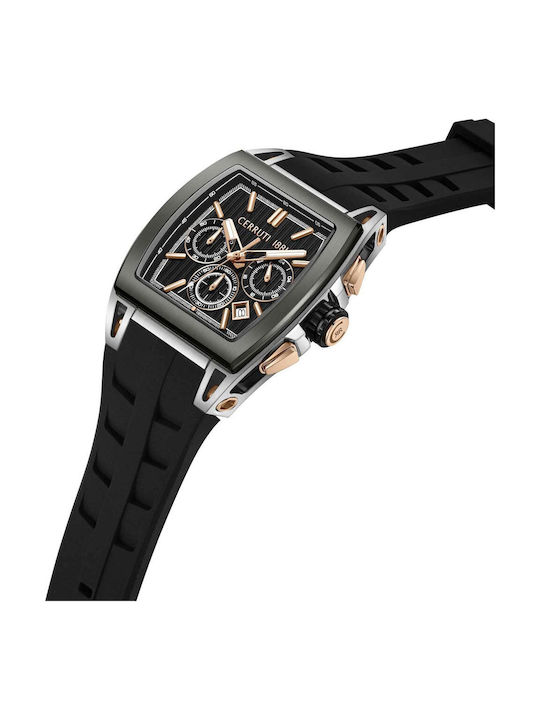 Cerruti Men's Chronograph Battery Watch with Black Rubber Strap