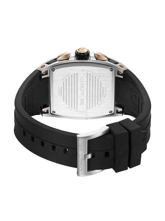 Cerruti Men's Chronograph Battery Watch with Black Rubber Strap