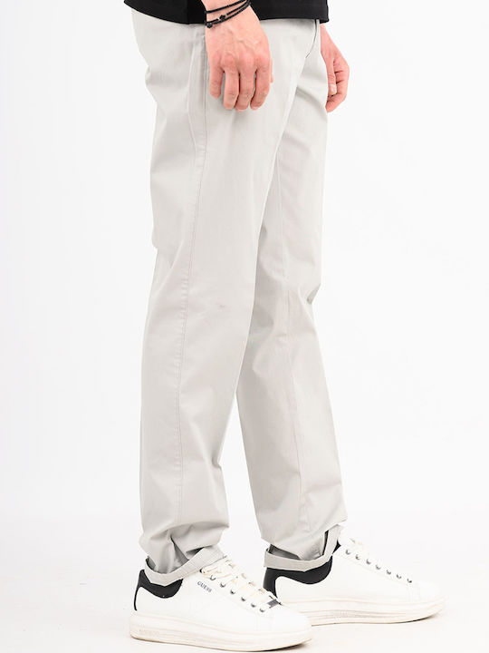 Pantaloni Bărbați Chino Elastic Cu Linie Dreaptă Gri