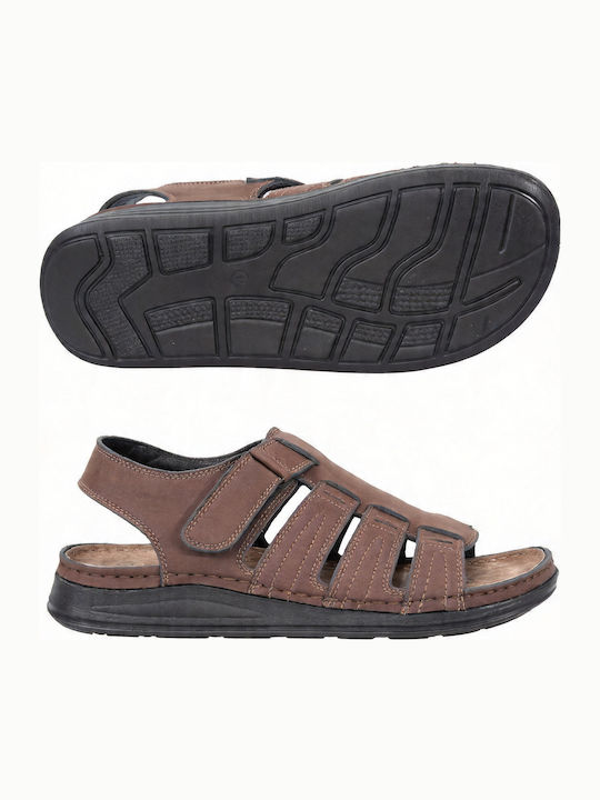 Leather Men's Sandals in Brown Color