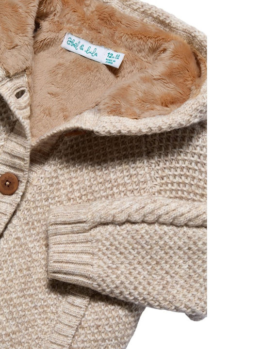 Kids Cardigan Knitted with Hood White