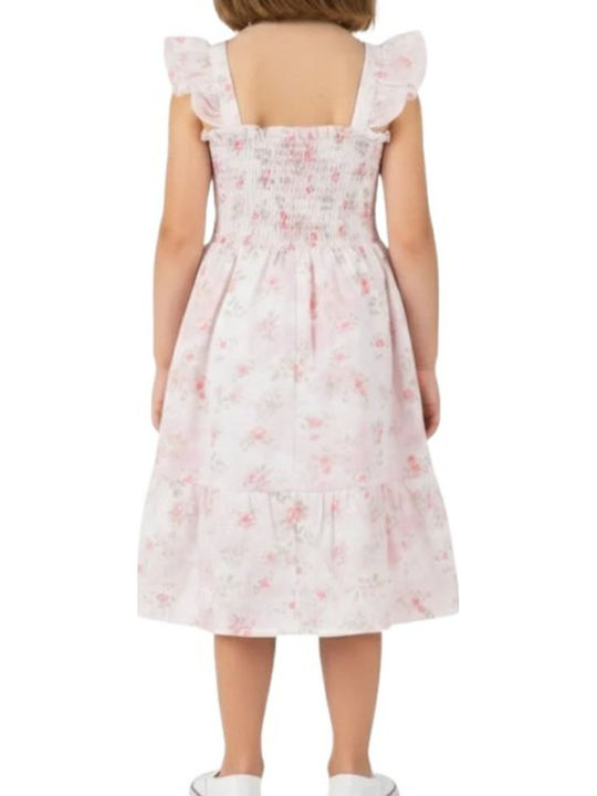 Mädchenkleid Ärmellos Blumen Rosa