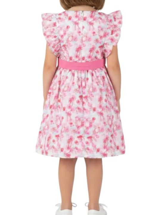 Mädchenkleid Ärmelloses Blumen Fuchsie