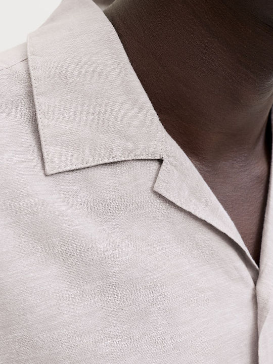 Resort Kurzärmeliges Leinen Herrenhemd Beige