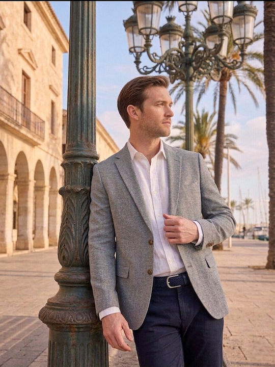 Summer Men’s Suit Jacket Gray-Melange