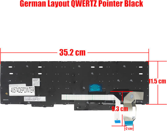 German Laptop Keyboard Lenovo Thinkpad E580 20ks 20kt E585 20kv E590 20nb 20nc L590 20q7 20q8 L580 20lw 20lx P52 20m9 20ma 01yp680 with Pointer Black Code 40574depointer