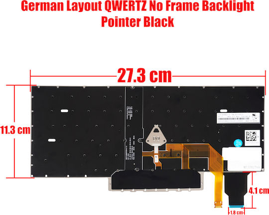 German Laptop Keyboard Lenovo Thinkpad Chromebook C13 Yoga Gen 1 20ux 5m11a36948 5m11a36929 5m10z54446 5m11a36951 5m11a36930 De Without Frame Backlit With Pointer Black Code 41443denofrbl