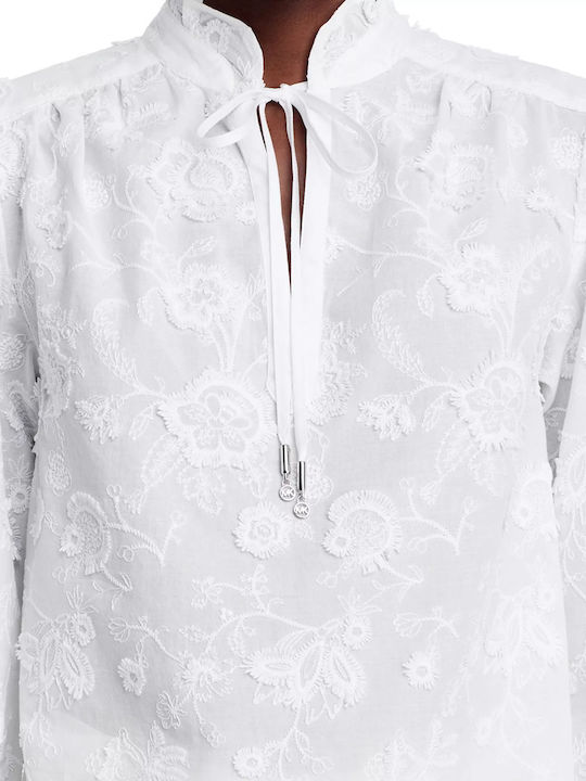 Women's Cotton Floral White Blouse