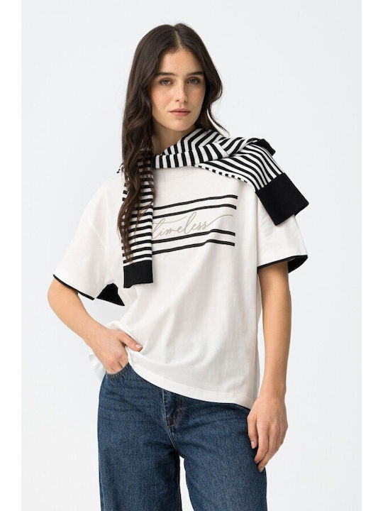 Women's Striped White T-shirt
