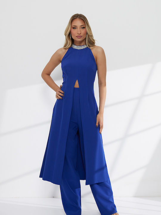 Women's Blue Set with Loose Fit Trousers