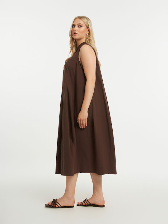 Rochii De Vară Pentru Femei Midi Rochie-Cămașă Maro
