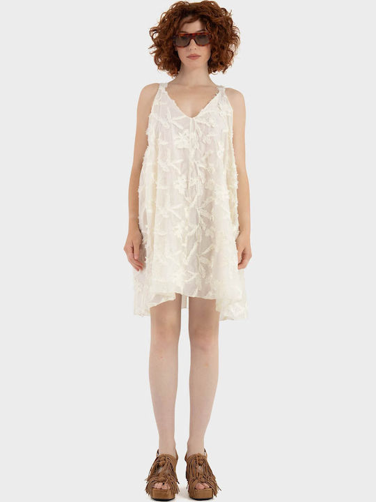 Καλοκαιρινό Mini Φόρεμα για Γάμο / Βάπτιση Off White