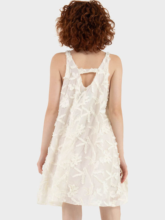 Καλοκαιρινό Mini Φόρεμα για Γάμο / Βάπτιση Off White