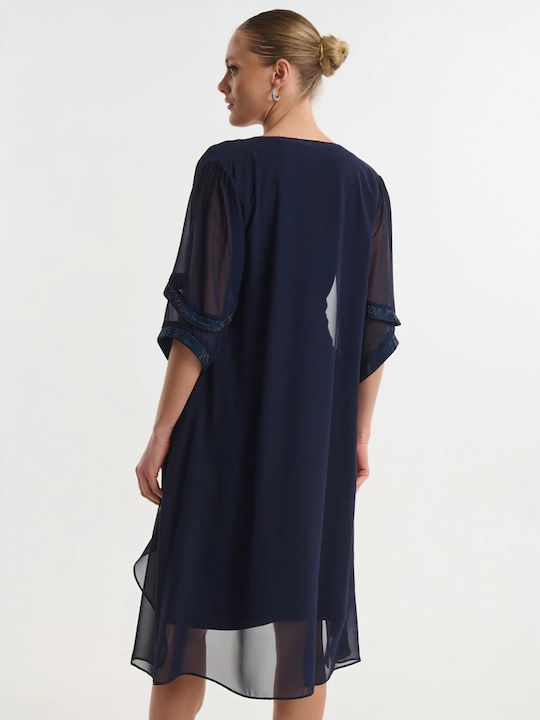 Midi Dress for Wedding and Christening Blue 05-9530-Blue