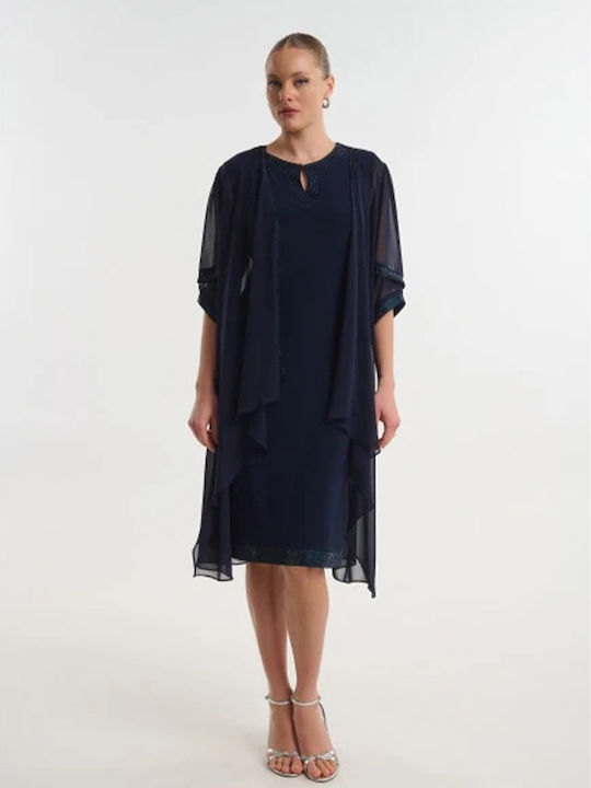 Midi Dress for Wedding and Christening Blue 05-9530-Blue