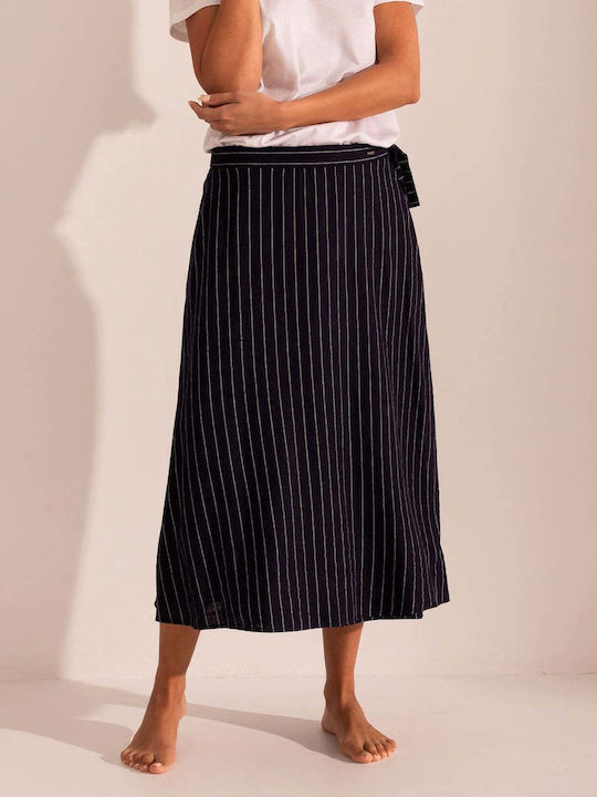 Linen Skirt Navy Blue