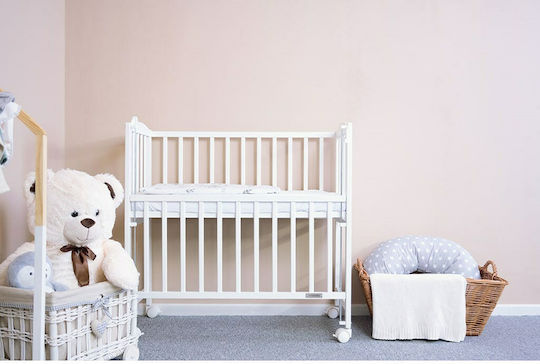New Baby Polymorphic Baby Crib Mateo White with Wheels
