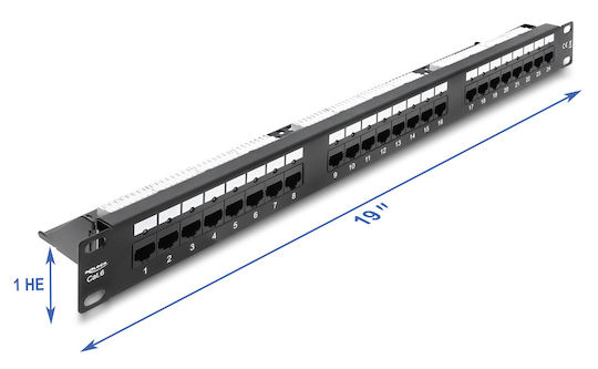 DeLock Patch Panel Unshielded για Rack 1U 19" 24 Θυρών Μαύρο