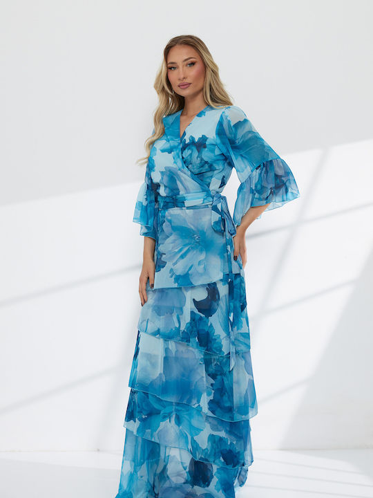 Σετ με Φούστα Floral Γαλάζιο