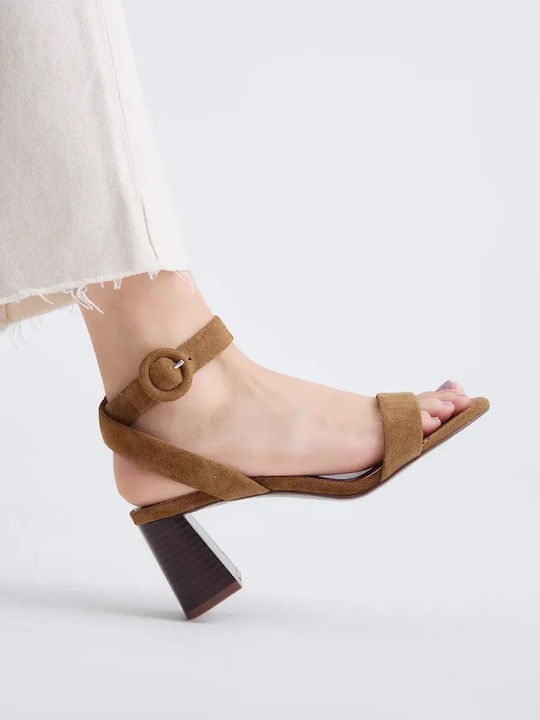 Damen Sandalen Braun Leder