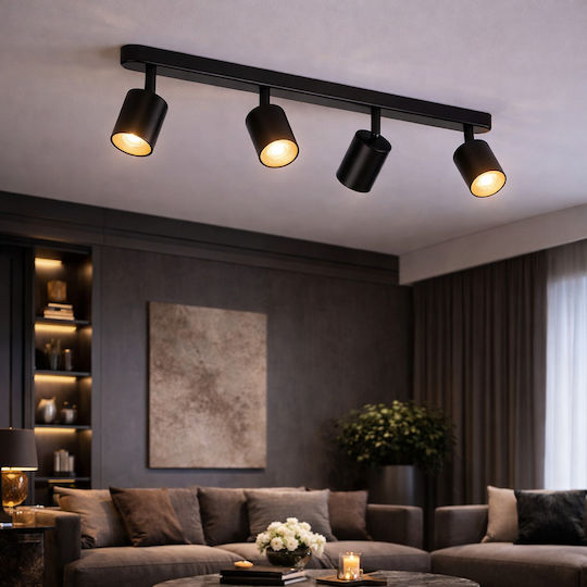Alista Home Σποτ με 4 Φώτα και με Ντουί GU10 σε Μαύρο Χρώμα