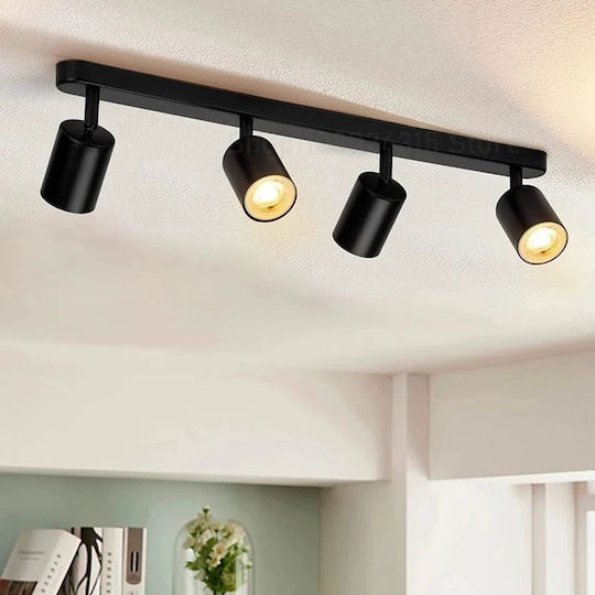 Alista Home Σποτ με 4 Φώτα και με Ντουί GU10 σε Μαύρο Χρώμα