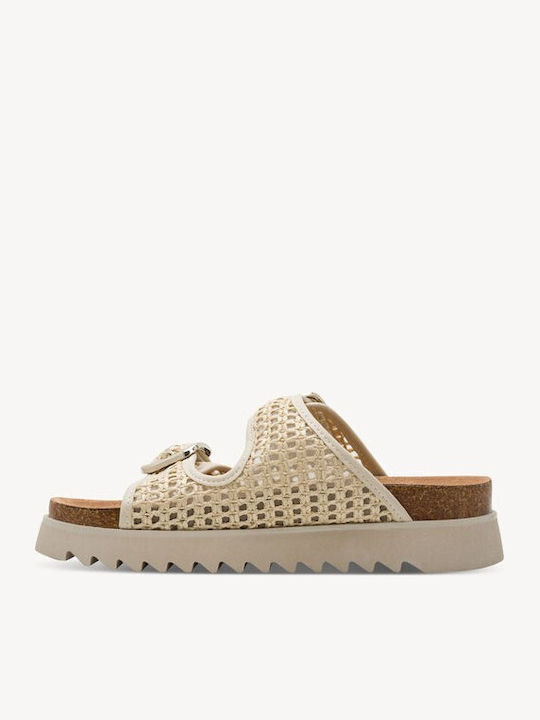 Damen Flache Sandalen Beige