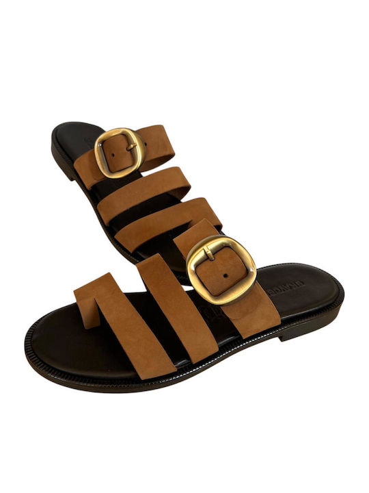 Leather Women's Flat Sandals Black