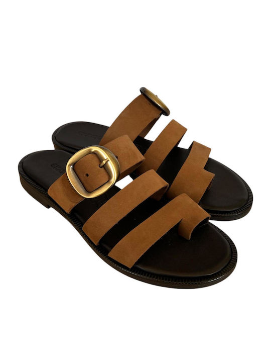 Leather Women's Flat Sandals Black