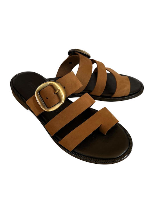 Leather Women's Flat Sandals Black