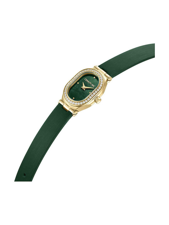 Cerruti Crystals Ceas Dama Baterie Cu Curea Textilă Verde